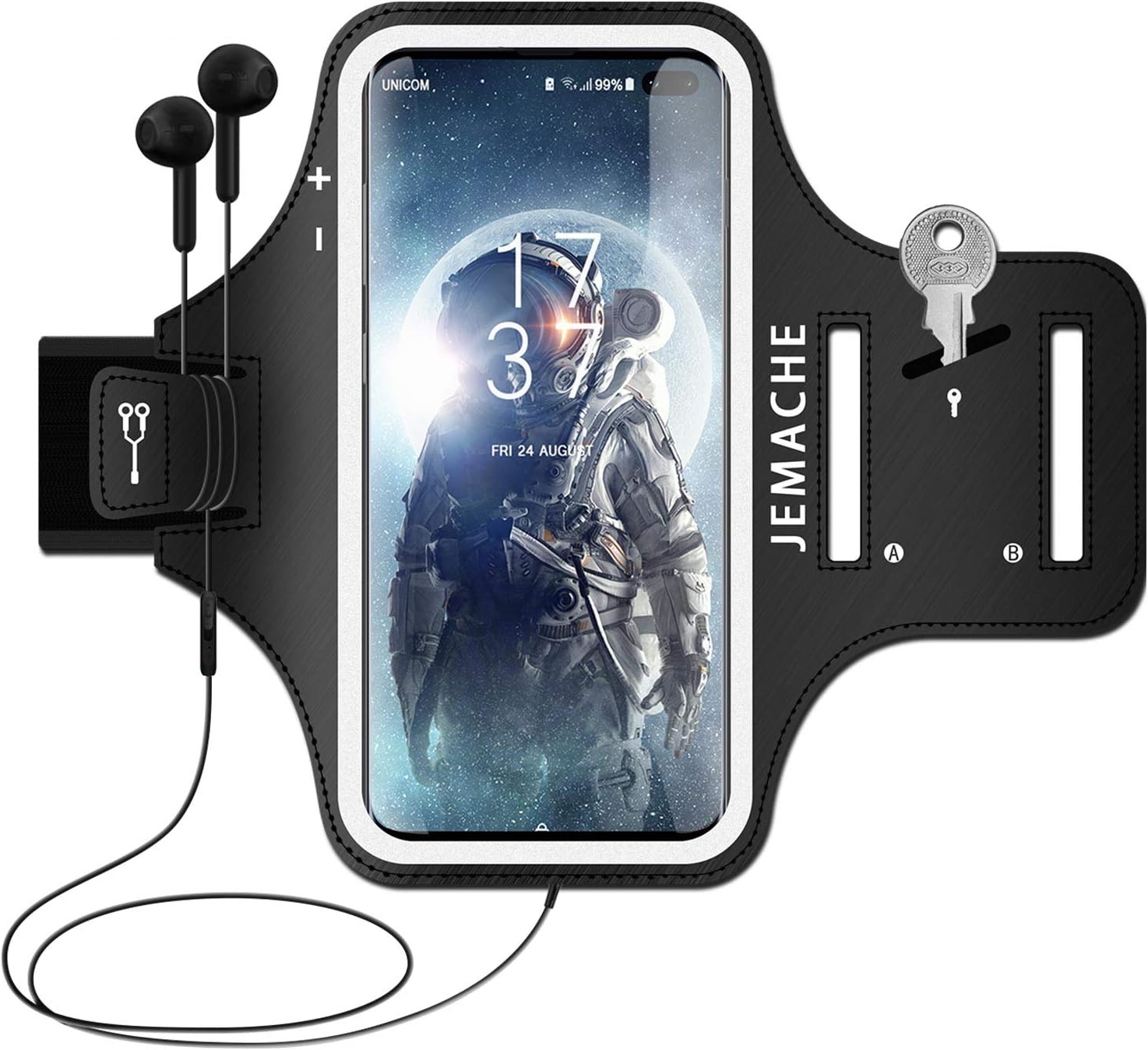Galaxy S23+, S22+, S21+, S20+ Armband, JEMACHE Gym Workouts Running Phone Arm Band for Samsung Galaxy S23 Plus, S22 Plus, S21 Plus, S20 Plus, S10 Plus, S9 Plus Fits Otterbox Defender Case