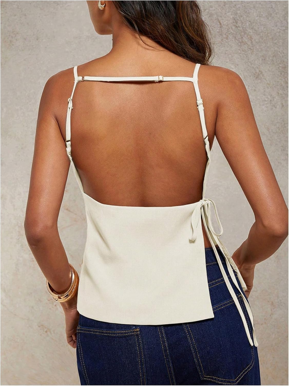 MakeMeChic Women's Going Out Tops Y2k Halter Tops Dressy Backless Top - Image 3