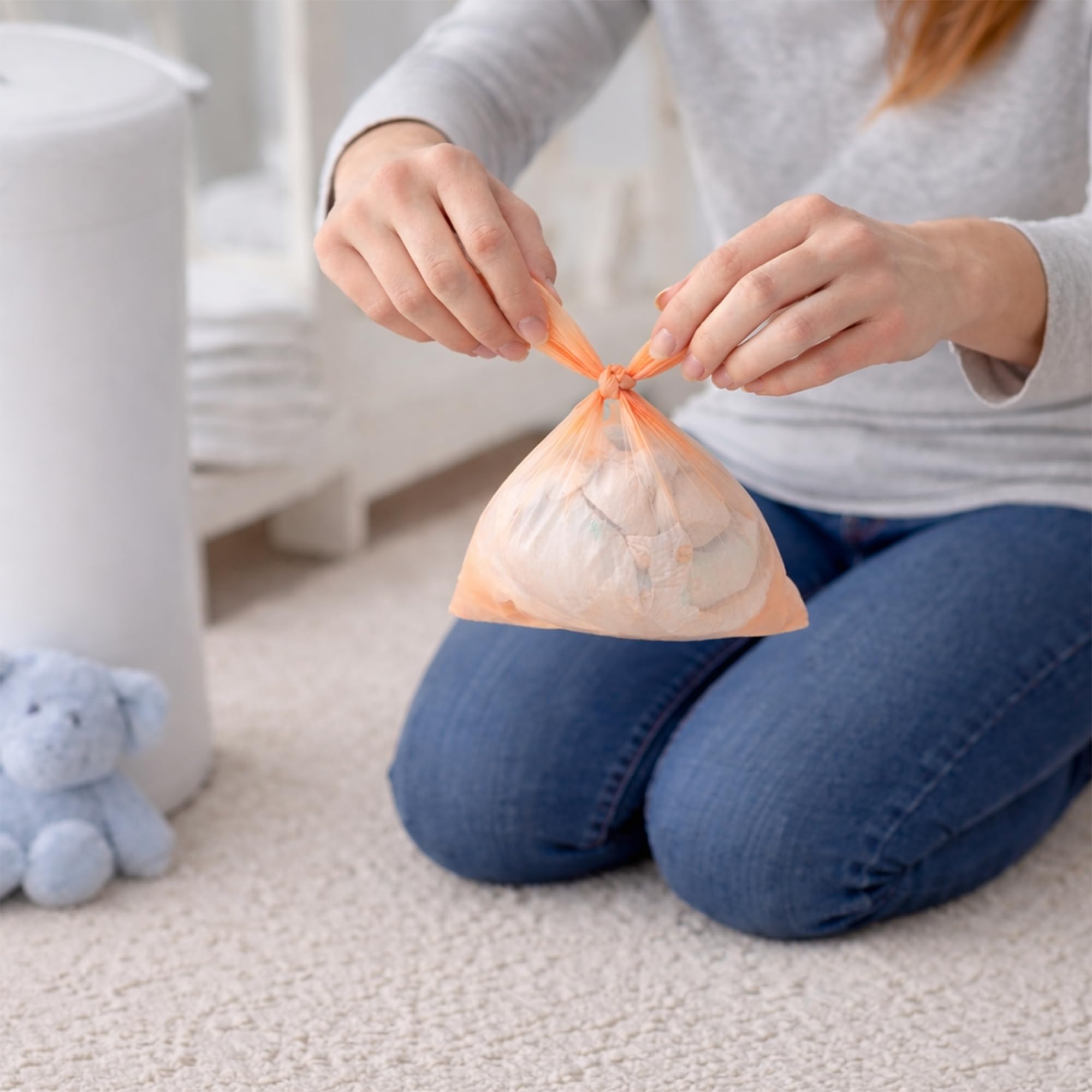400 sacs à couches colorés avec poignées à nouer, parfumés anti-odeurs, durables anti-fuites