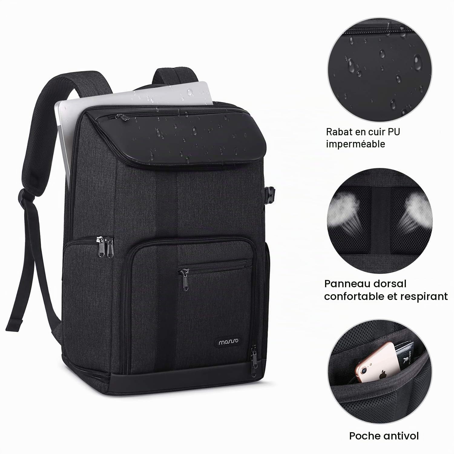 MOSISO Caméra Backpack 17,3 Pouces, DSLR/SLR/Mirrorless Hommes/Femmes Photographie Caméra Sac avec Laptop Compartiment&Trépied Holder&Pluie Cover Compatible avec Canon/Nikon/Fuji/Laptop, Espace Gris