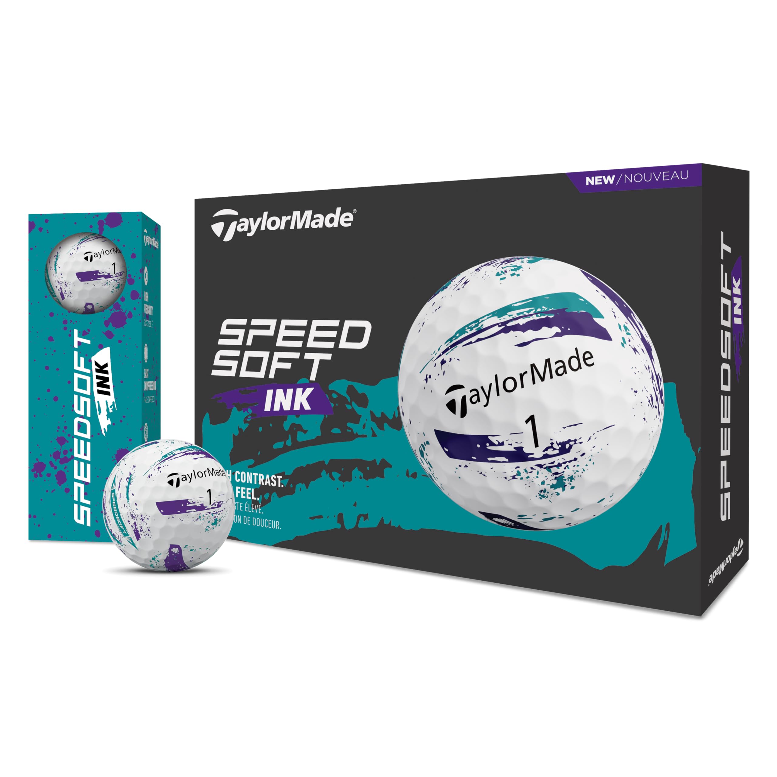 TaylorMade TM26 SpeedSoft Ink - Palline da golf da uomo, confezione da 12
