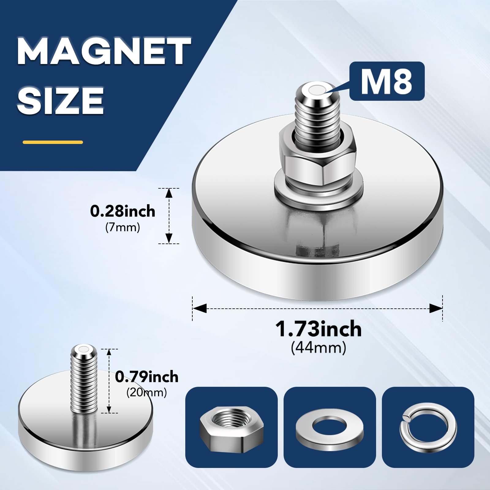10 Packs Super Strong Neodymium Round Magnet 200 lb, 44mm D — Amazon image 2