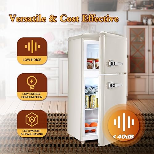 Miniatura 4 de FLS-80G-cream Retro Compact Refrigerador, Crema