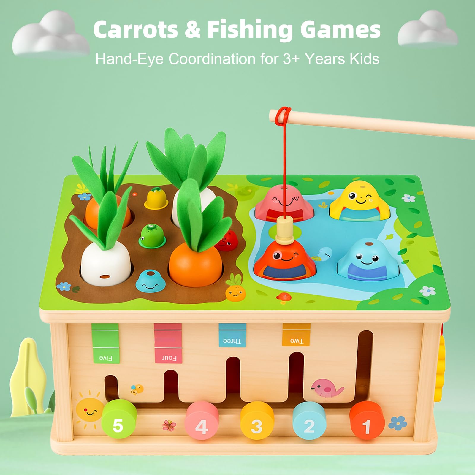 Caja de pañuelos Montessori 6 en 1, cubo de actividades de madera para más de 6 meses, rompecabezas clasificador de colores y formas, juguetes sensoriales para 12-18 meses. Regalo de habilidades 3