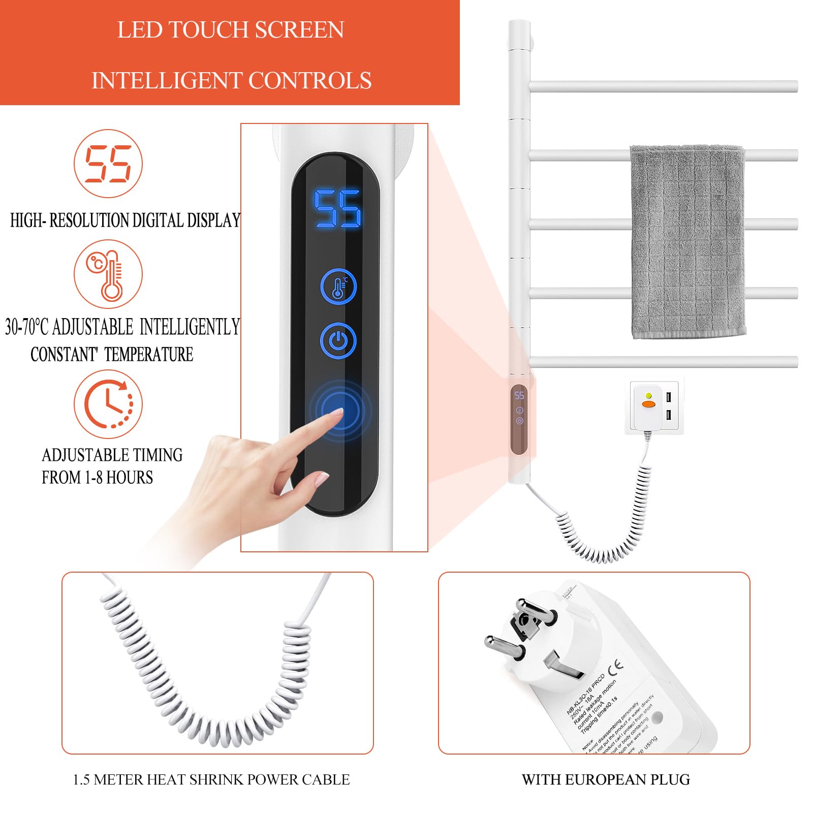 Amazon.co.jp: Usknxiu バスルーム用タオルウォーマーラック 180°回転