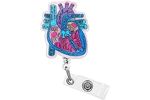 Medical Badge Reels, Cardiac Badge Holder Heart Retractable Reel ID Card Clip...