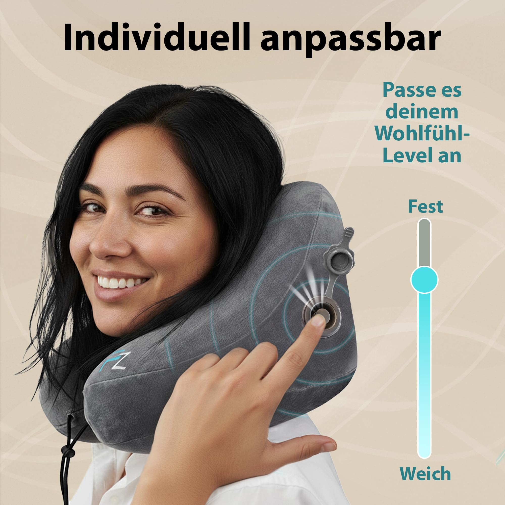 Deluxe Reise-Kombo in grau: Aufblasbares Premium AIR Set (Größe L und M)