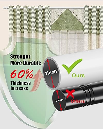 Miniatura 2 de HOSKO Barra de cortina blanca, barras de cortina de 1 pulgada para ventana de 30 a 84 pulgadas, incluye tres soportes de montaje (blanco)