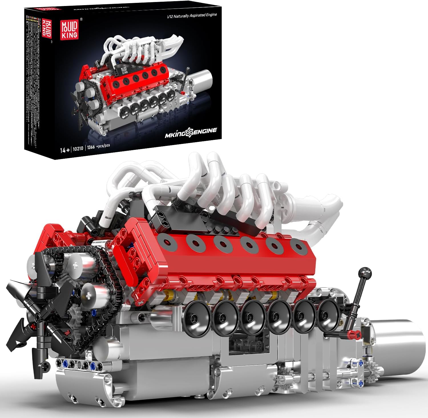 Mould King 10227 V8 Engine Model Kit, 787+Pcs Mini V8 Engine Kits that Runs, Build Your Own Car Model Engine with Gearshift & Motor, Building Blocks for Adults, DIY Construction Engineering Toy
