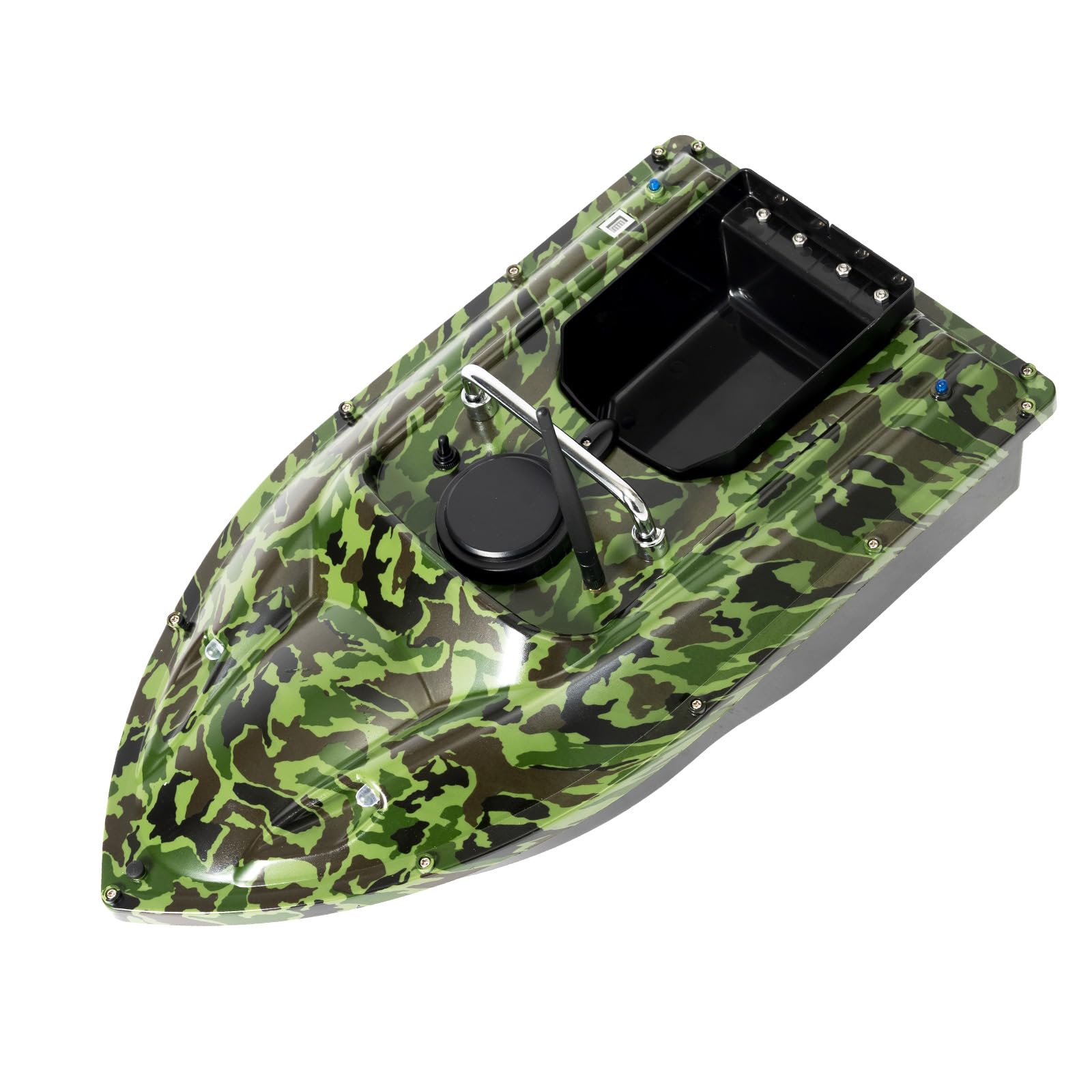 500 m voederboot, afstandsbediening, vissen, aasboot, RC boot, 1,5 kg opladen, intelligente terugkeer, dubbele motor, karpervissen, cadeaus voor mannen, camouflage, boot en wordt gebruikt in meren