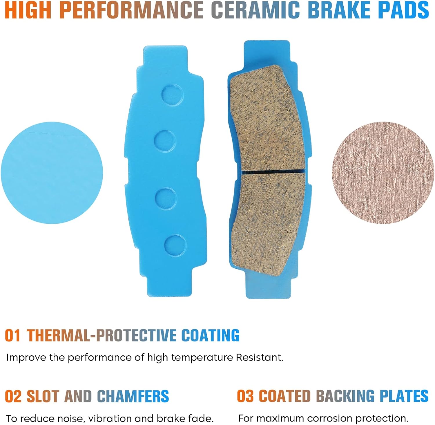 Youxmoto Ceramic Brake Pads for YAMAHA YXZ 1000 R SS SE XTR 2016-2022; Wolverine YXE10 2021 2022, Front and Rear Brake Pads, 4 Sets, Replaces 2HC-25806-00-00; Rear - 2HC-25805-00-00