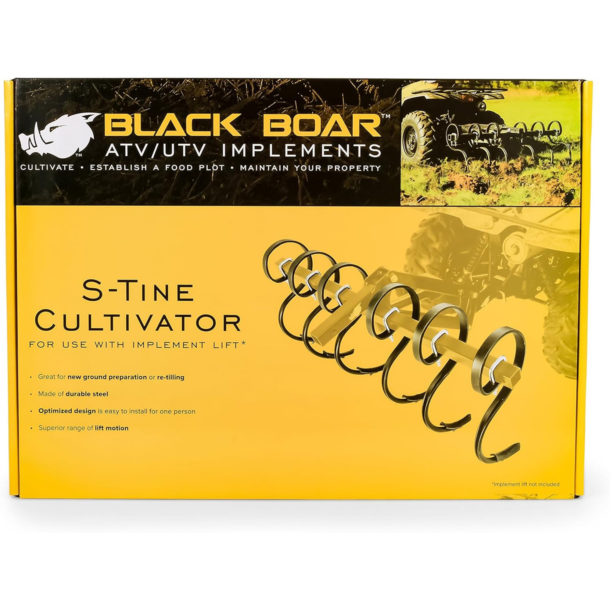 Black Boar ATV/UTV S-Tine Kultivator für Neubodenvorbereitung oder Nachbearbeitung (66007)