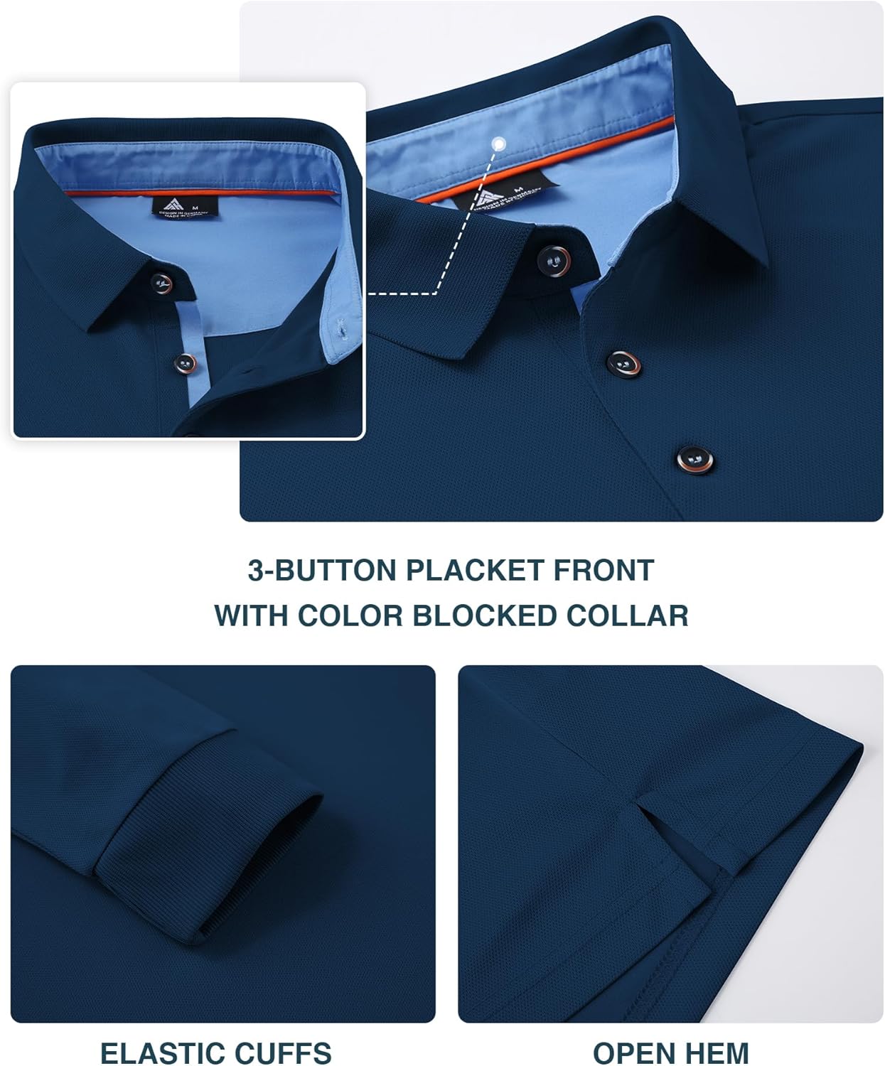 V VALANCH 3 Pack Men's Long Sleeve Polo Shirts Moisture Wicking Golf Polos Business Travel Casual Collared Shirt - Image 3