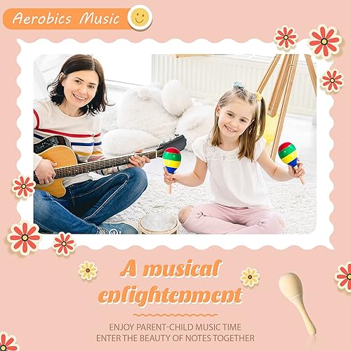 Miniatura 6 de Leitee 6 piezas DIY Mini Maracas de madera sonajero huevo Shaker Kids Musical Party Favor Baby Shaker Sand Hammer juguete, diseños surtidos, maracas