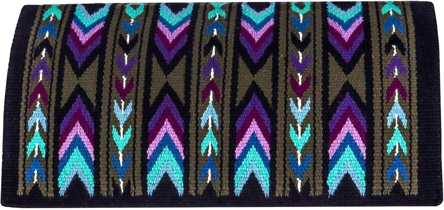 Western Ranch Horse Saddle Blanket New Zealand Wool Western Design Handmade Saddle Blanket Top Wool Pad Sensor Flex (Customization Available) ZB-032