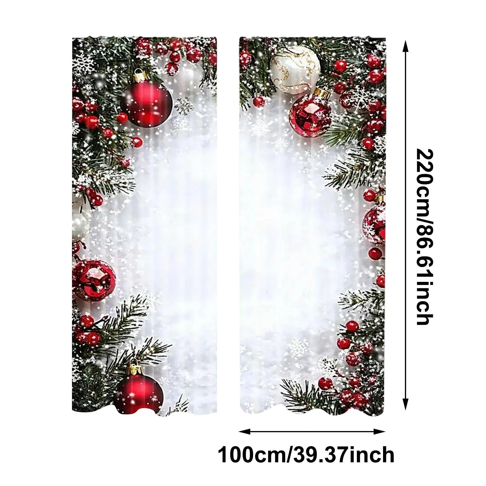 Weihnachtsvorhang, Blickdichte Vorhänge Weihnachten Deko Übergardinen 2er Set Verdunklungsvorhänge mit Ösen Schlafzimmer Wohnzimmer Küche Gardinen Thermovorhänge Kälteschutz, 100x220 cm (BxH)