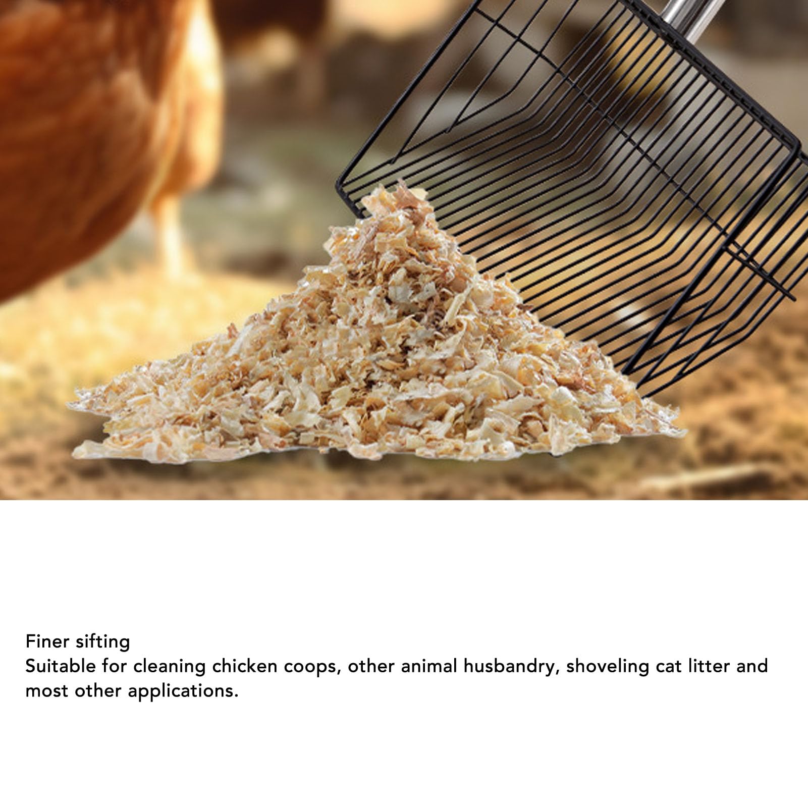 Cuchara grande de 9.8 pulgadas para excrementos de pollo con 5 asas extensibles, pala de arena para gatos, accesorios resistentes para gallineros, granja