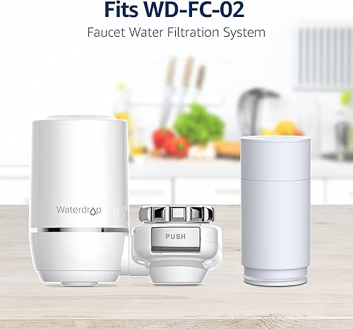 Miniatura 7 de Waterdrop Filtro de agua para fregadero, sistema de filtración de agua de montaje en grifo de 320 galones para agua del grifo, con 1 filtro de fibra