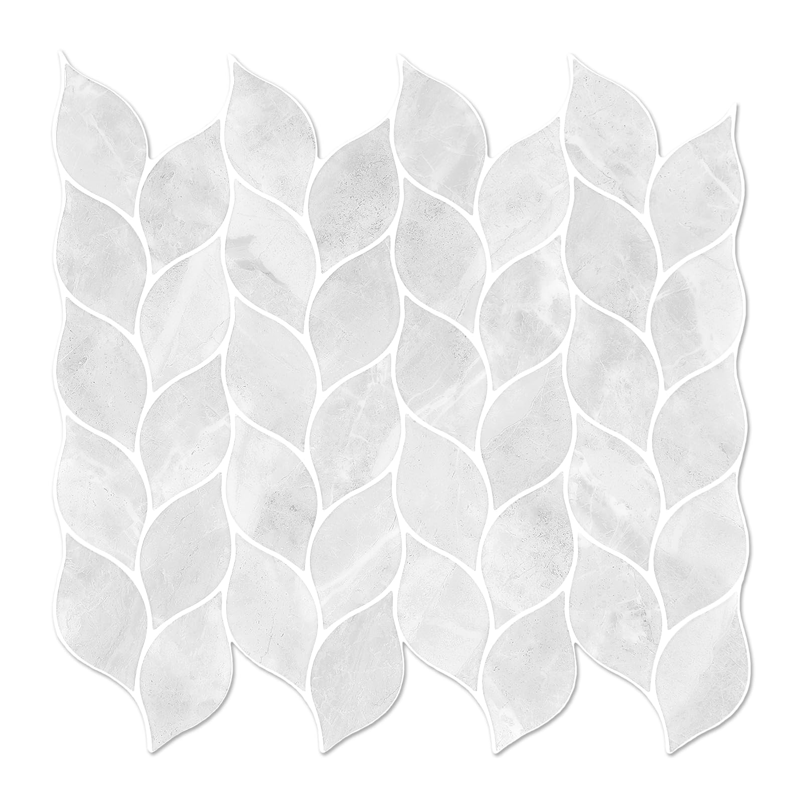 Tilingview 10 Pcs Leaf Design Peel and Stick for Kitchen Backsplash, Premium Self-Adhesive Tiles Wall Stickers (Light Gray)