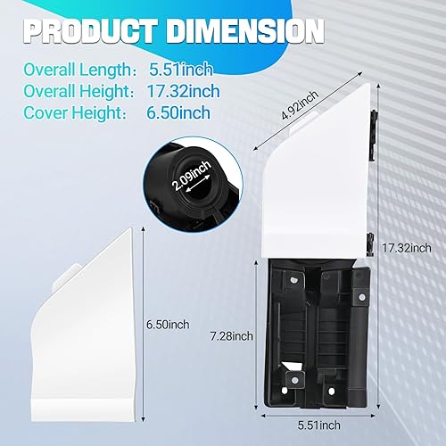 Miniatura 7 de Puerta de combustible de tránsito, puerta de gas de tránsito + cubierta blanca compatible con Ford Transit Vans 150 250 350 HD 2015-2023  Llenadora