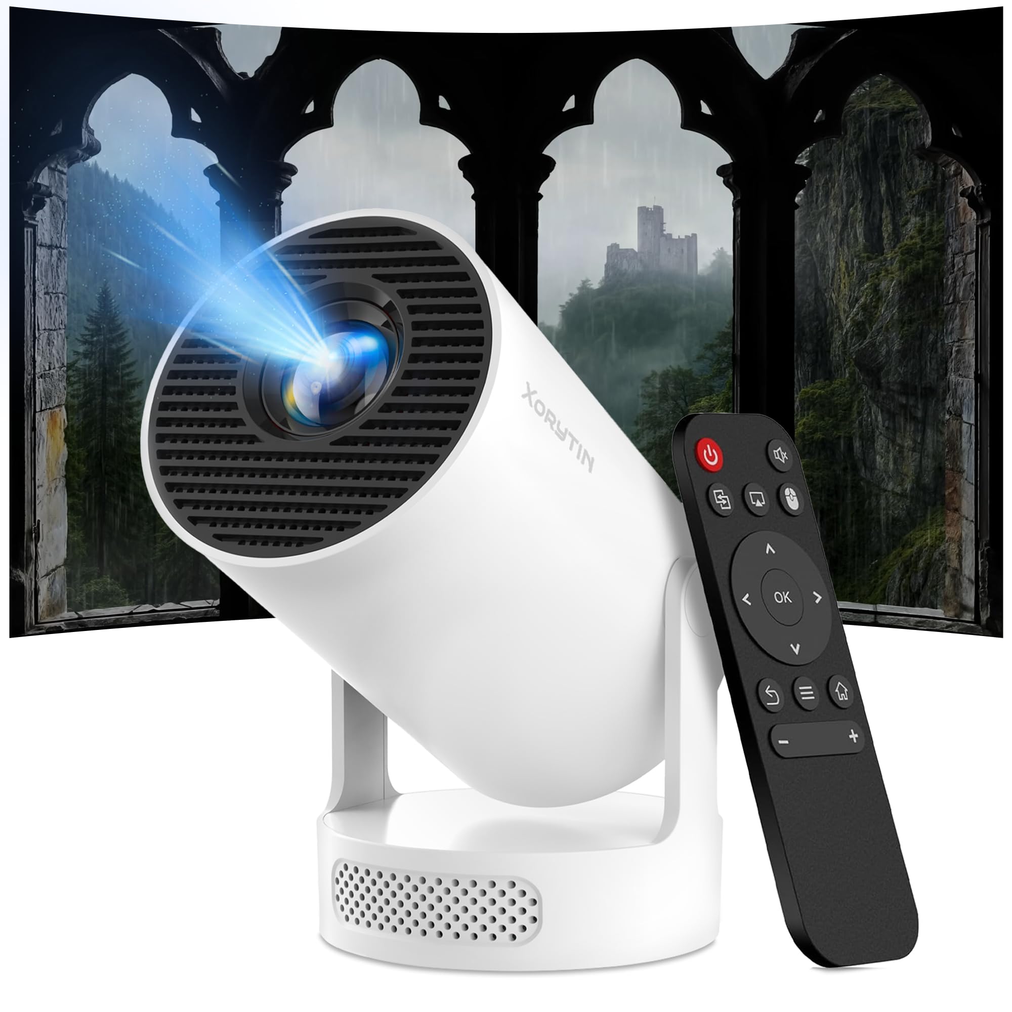 Photo 1 of ?Built-in Apps?Mini Projector with Wifi and Bluetooth, Support 4K, Portable Projector, 5W Sound Base Speaker, 200 ANSI, Android, Auto Vertical Keystone 210° Rotatable Proyector