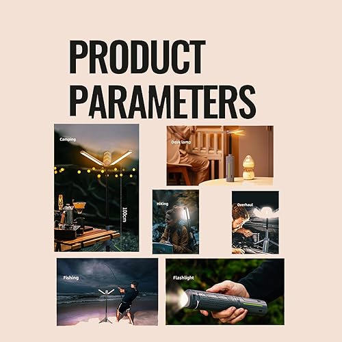 Miniatura 3 de Luz telescópica de campamento LED de 10 W, linterna recargable de 8000 mAh con salida tipo C y USB, IP44 impermeable portátil regulable luz para