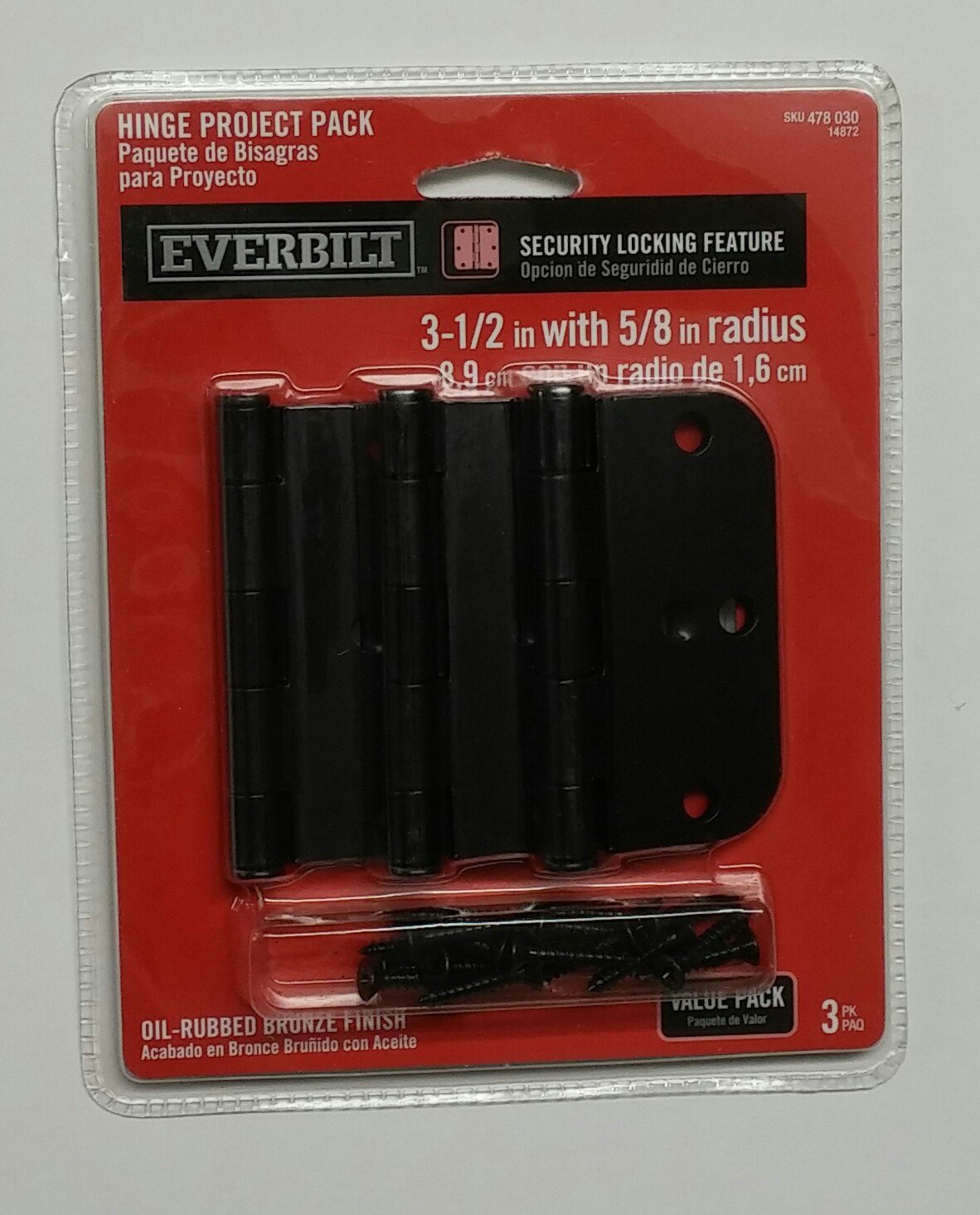 Everbilt 3-1/2 in. Oil-Rubbed Bronze 5/8 in. Radius Security Door