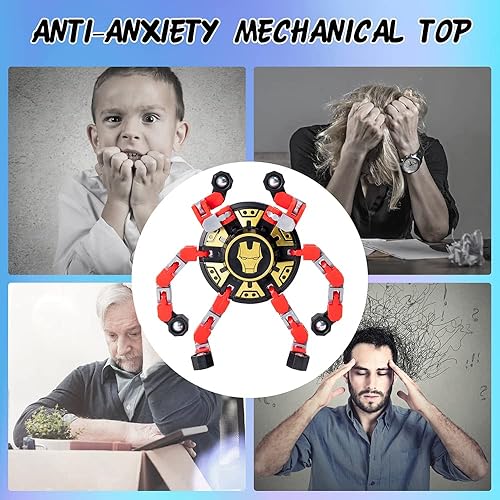 Miniatura 3 de Paquete de 16 juguetes de giroscopio para la punta de los dedos parte superior mecánica robot de deformación de metal giroscopios transformables