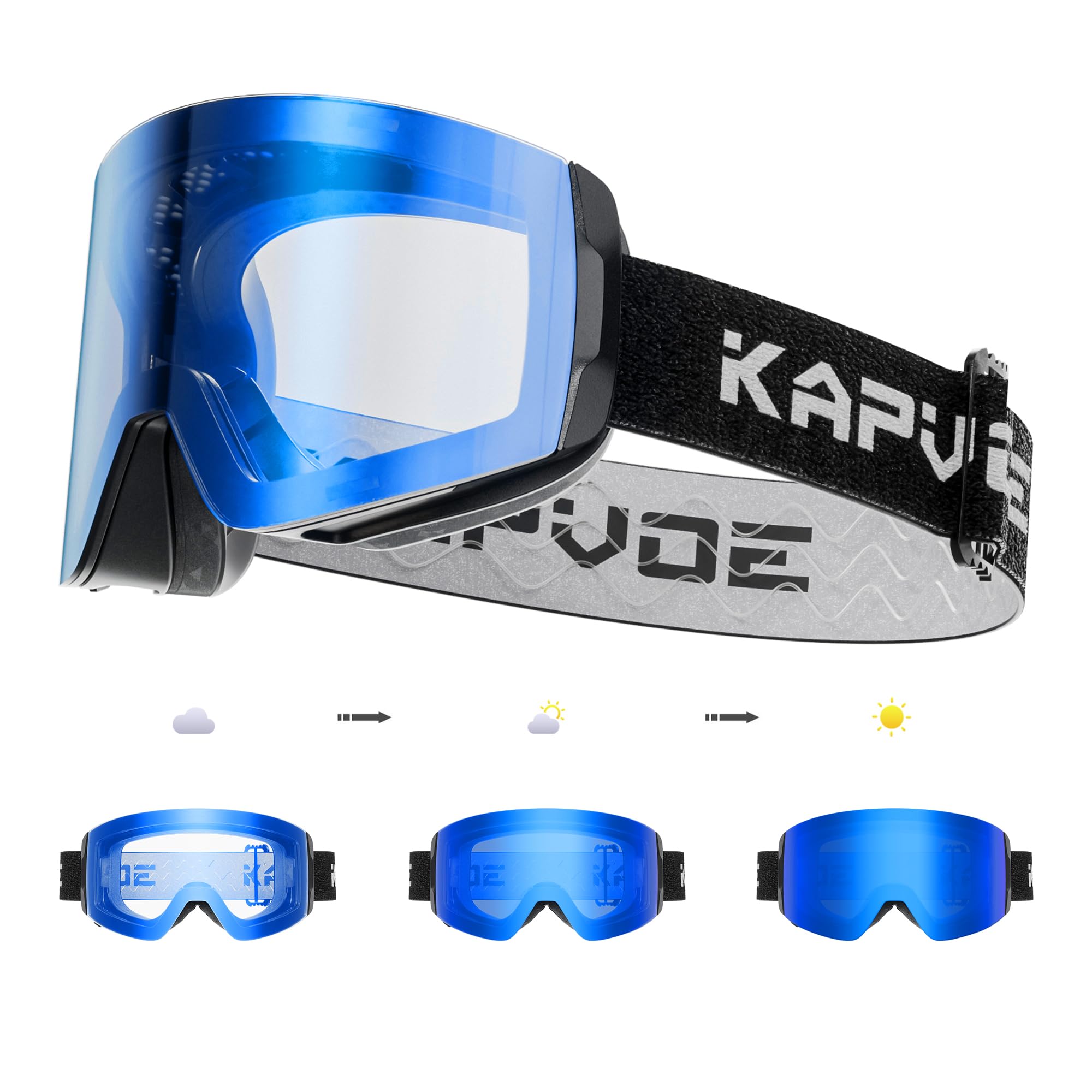 KAPVOE Gafas de Esquí Fotocromaticas OTG para Hombre y Mujer Antivaho Transparente Gafas de Snowboard UV400 K0718
