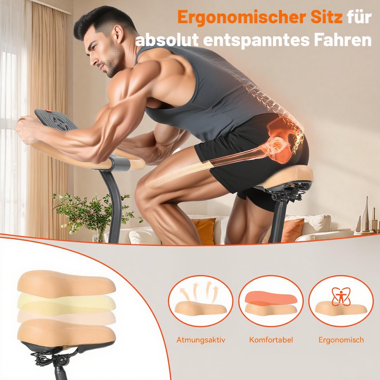 ISE Heimtrainer Fahrrad mit Verstellbarem Magnetischem Widerstand, Leises Hometrainer Fahrrad mit LED-Monitor, Tablet-Halter, Indoor Cycling Bike für Kardiotraining zu Hause,Bis 130KG