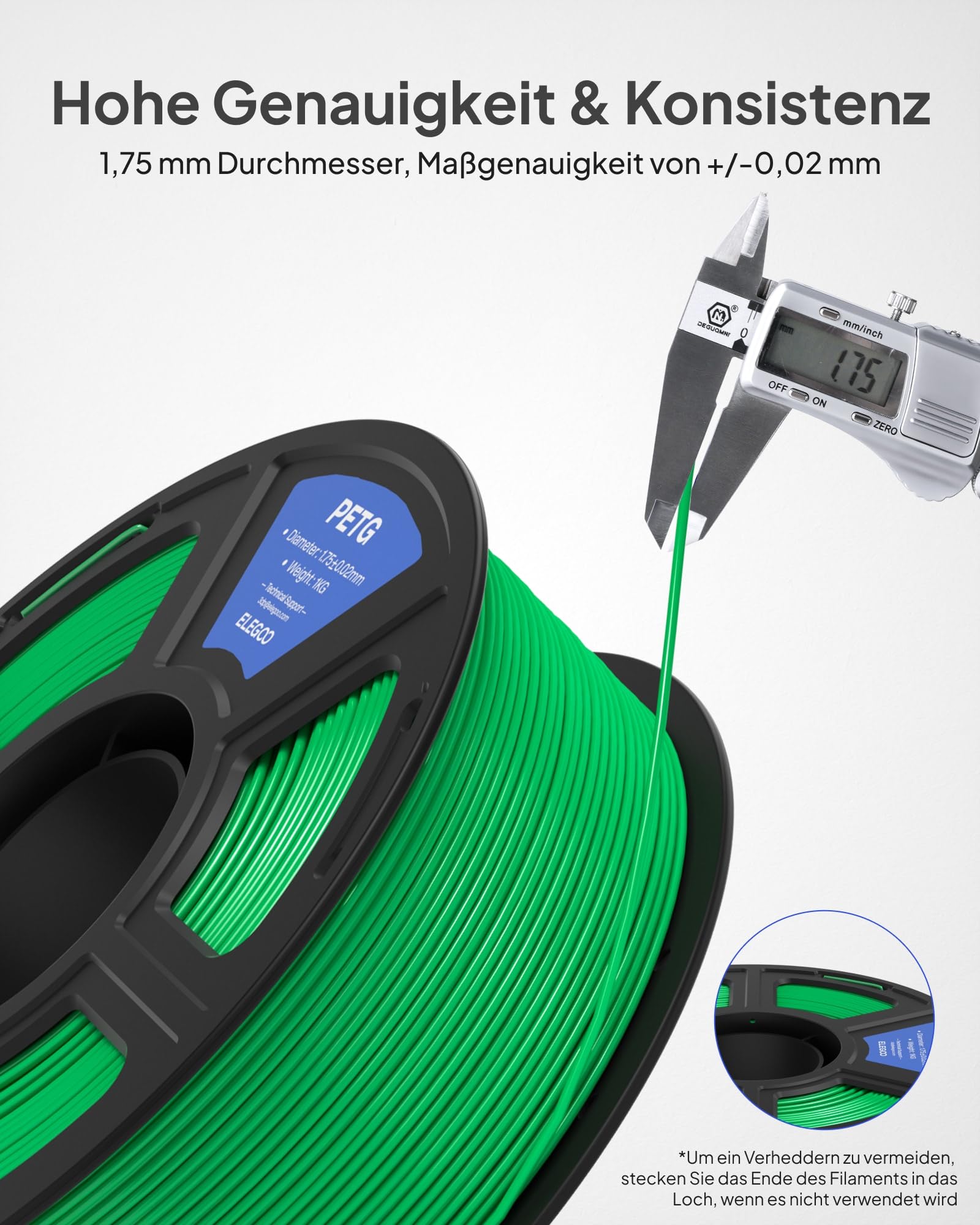 ELEGOO PETG Filament 1,75 mm Schwarz Weiß Rot Blau 4 KG, 3D-Drucker-Filament, Maßgenauigkeit +/- 0,02 mm