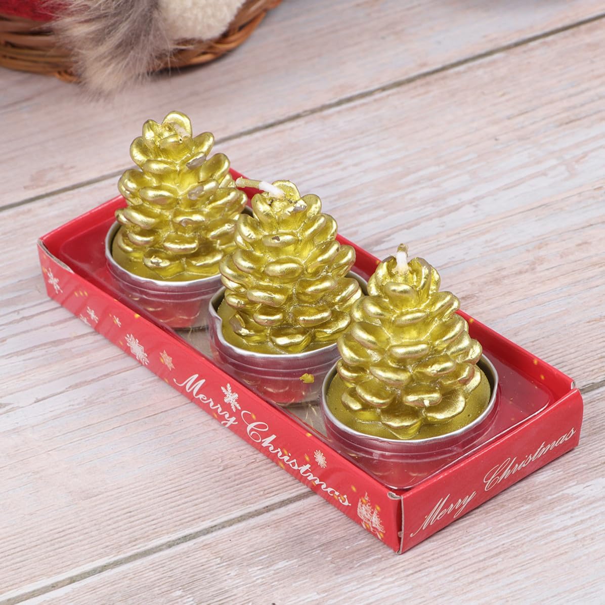 3 Pcs Pine Cone Shaped Candle Wax with Holder Cups