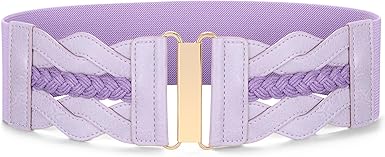 SANSTHS Vintage Stretchy Belt for Women, Womens Wide Elastic Belts for Dresses Coats, Fashion Womens Belts with Gold Buckle