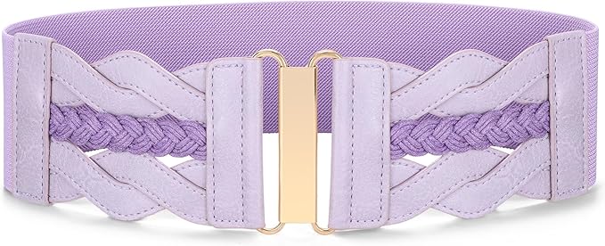 SANSTHS Vintage Stretchy Belt for Women, Womens Wide Elastic Belts for Dresses Coats, Fashion Womens Belts with Gold Buckle