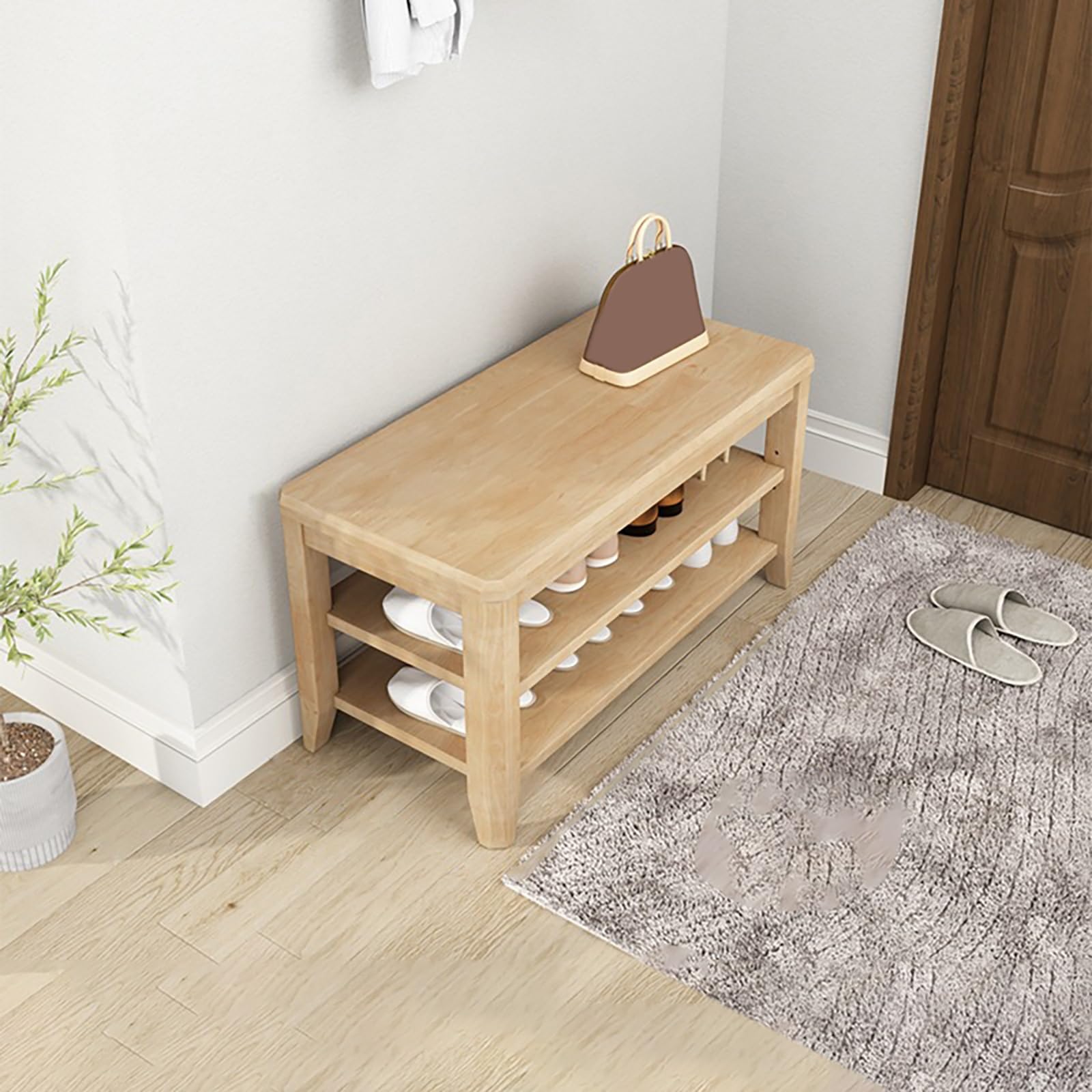 WJFTODAY Modern 2/3 Tier Wood Shoe Storage Space Saving Shoe Rack & Entry Bench for Living Room Hallway Entryway Stylish & Functional Footwear Display