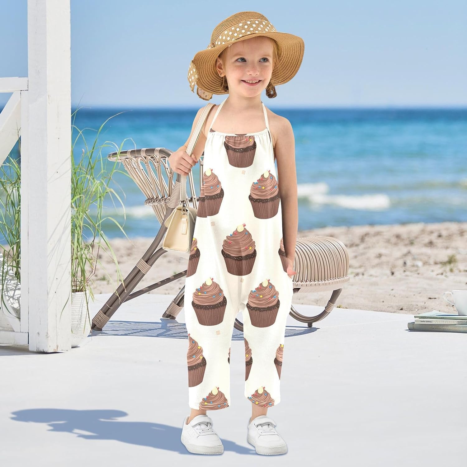 Chocolate Cupcake Toddler Girl Clothes Sleeveless Romper Jumpsuit for Girls Summer One Piece Romper Pants Size 1-6T