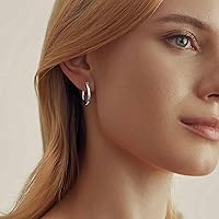 Vista 4 de Gacimy - Arracadas de oro para mujer, chapadas en oro real de 14 quilates con poste de plata esterlina 925