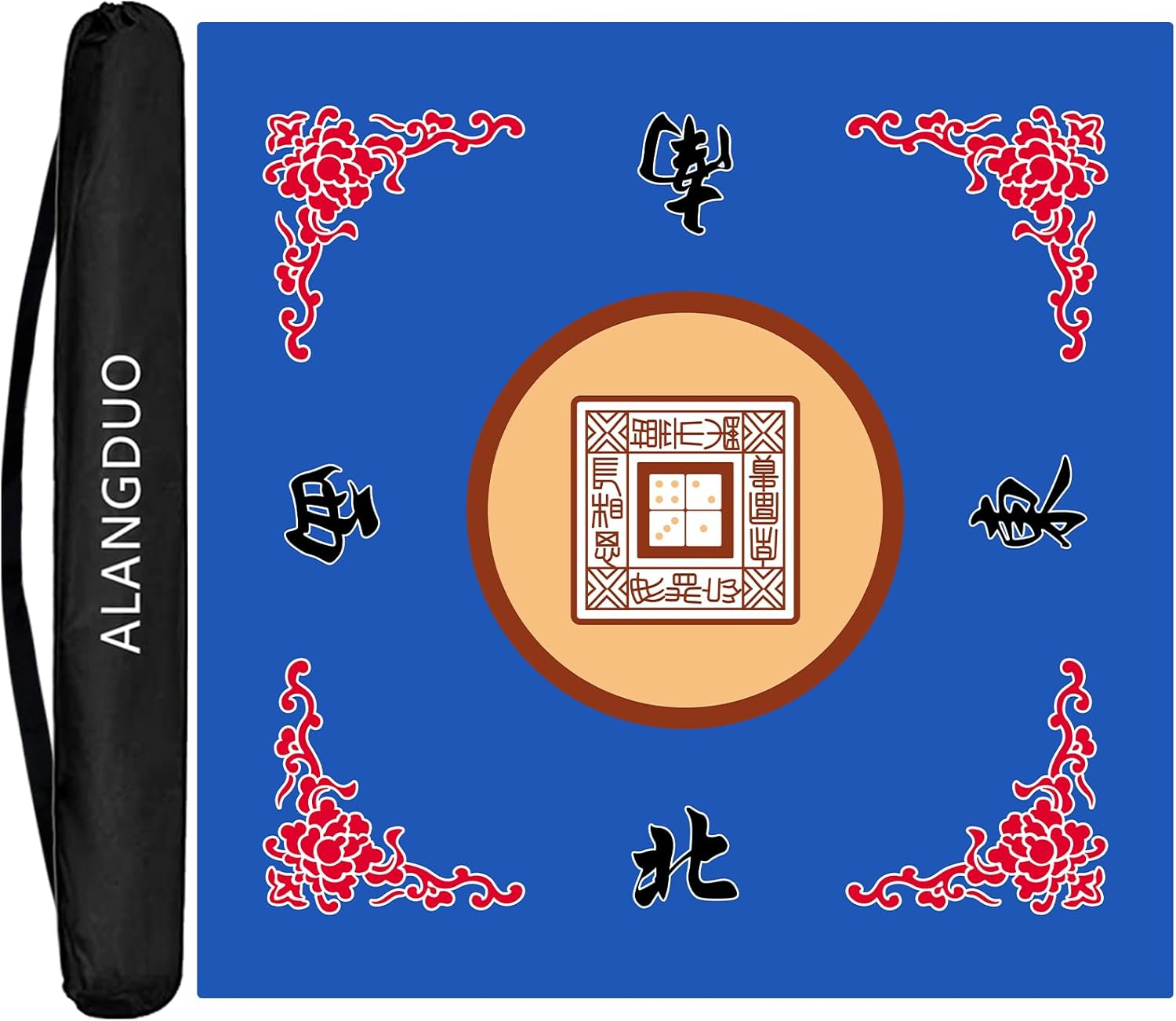 ALANGDUO Mahjong Mat Anti Slip Noise Reduction Table Cover for Mahjong Paigow Poker 31.5 x 31.5 Inches (Blue)