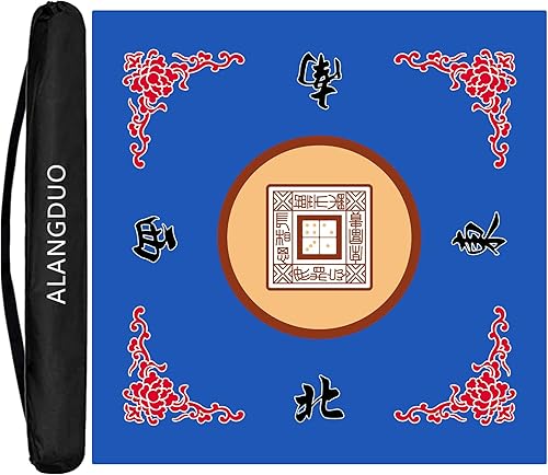 Miniatura 27 de Tapete Mahjong grande con bolsa de transporte, antideslizante y reducción de ruido, tapete de mesa Mahjong para juegos de póquer, tarjetas, mesa