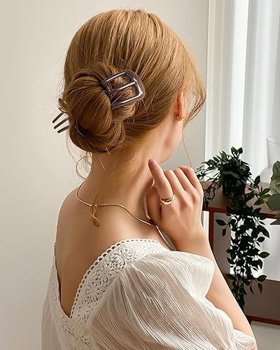 Miniatura 2 de 6 horquillas francesas para mujer, tenedores en forma de U para moño, moños, rizos franceses, fijación fuerte, 3 dientes internos, palillos para el