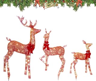 クリスマス トナカイ フィギュア デコレーション アクリル製クリスマス鹿の置物 | 　クリスマス　トナカイ　ライト付き　 家庭用 寝室 庭 ガーデン 屋内 パティオ デスク向け