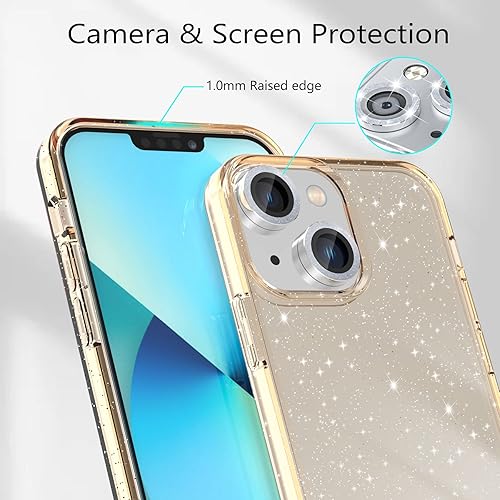 Miniatura 47 de Funda con purpurina diseñada para iPhone 15 Pro Max, con [2 unidades] protector de pantalla y [paquete de 3] protector de lente de cámara brillante