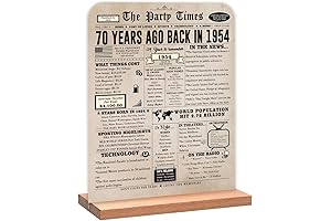 70 Year Old Birthday Black and Gold Back in 1954 Newspaper Sign