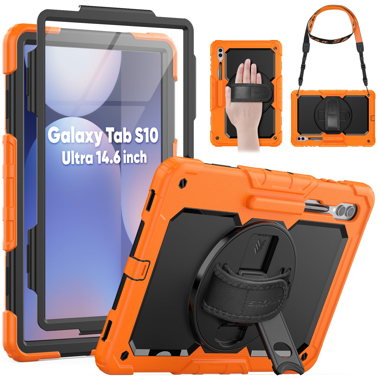 schutzfeste hülle für galaxy tab s9 ultra mit ständer und gurt