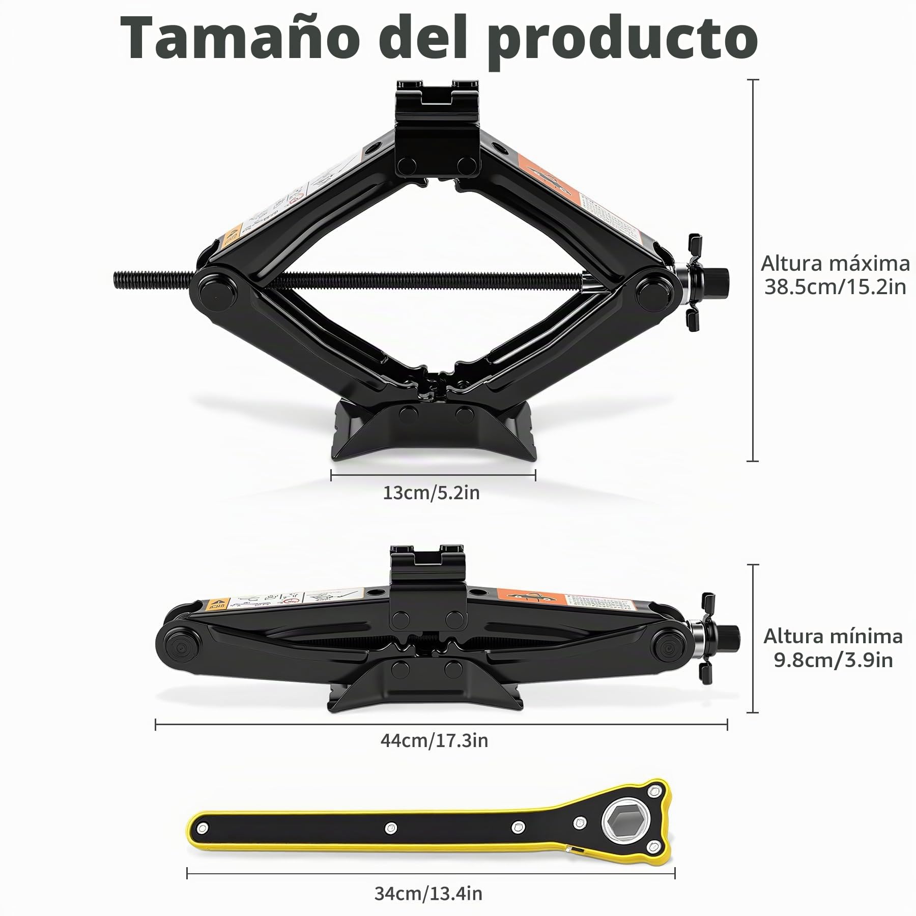 Gato de Tijera Ruedas Portatil 2T, Gato de Tijera Elevador Manivela Familiar Camioneta Levantador para Automóvil de Coche