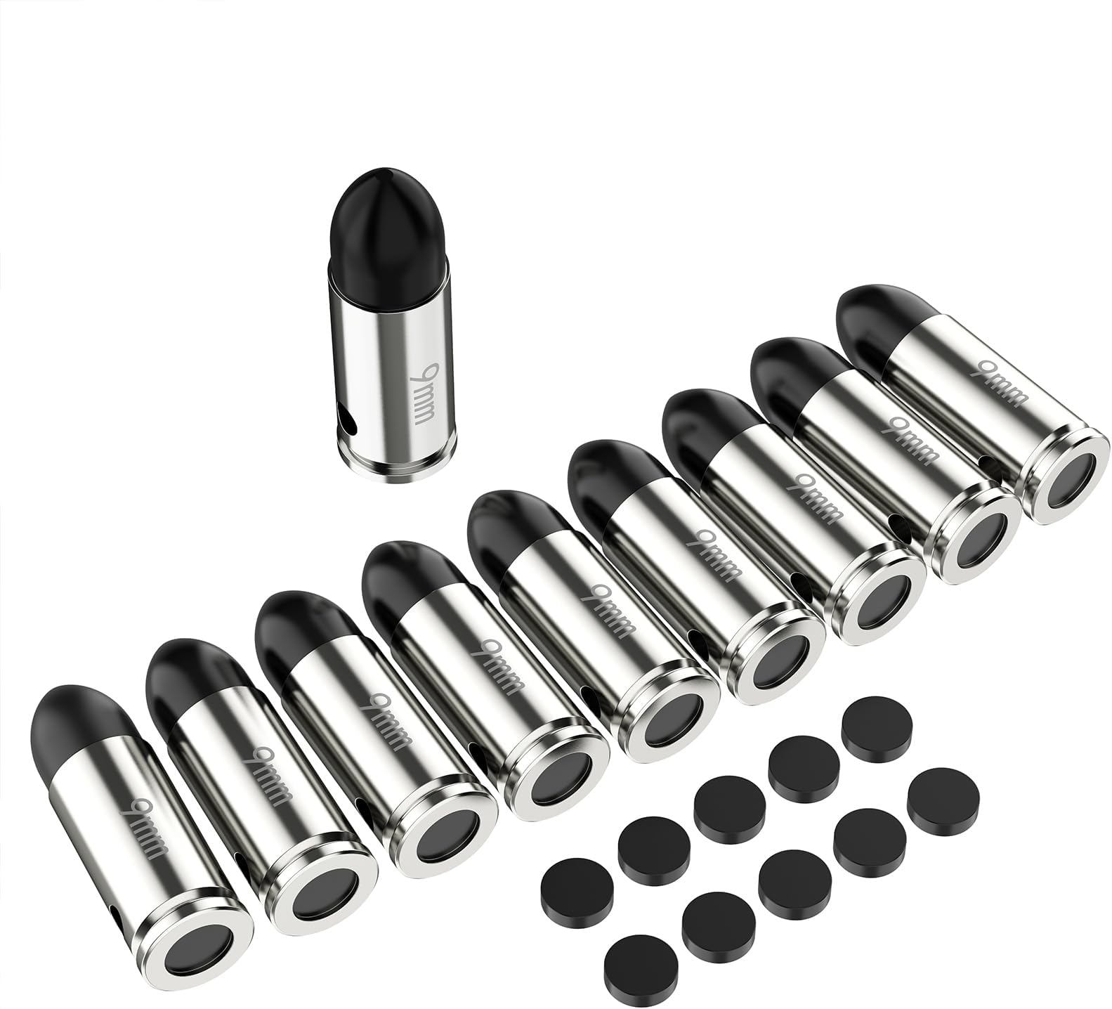 Safety Practice Round Action Training Snap Caps （9mm-10pcs, Black