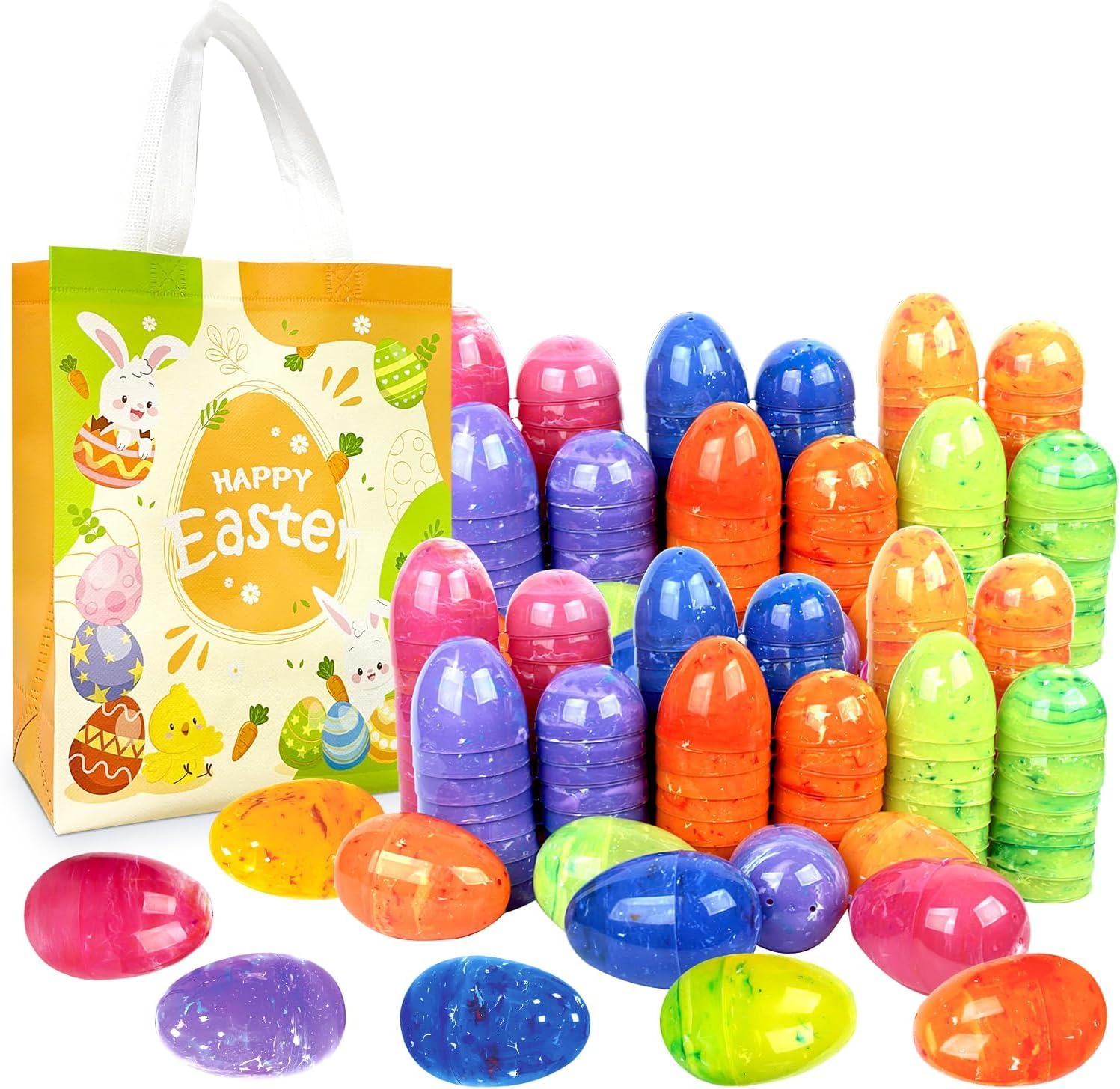 Aviski 96Pcs 2.36'' Tall Painted Iridescent Easter Eggs for Kids Basket Stuffers Fillers, Easter Hunt Game, Toys Filling Treats and Easter Theme Party Favor