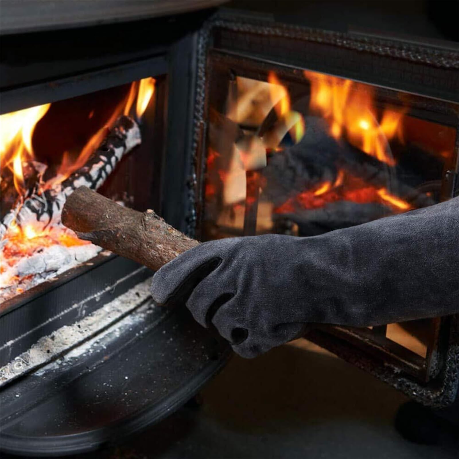 Manoplas Horno, 1 Par De Guantes Resistentes Al Calor, For Asar con Forro Aislado Manga Larga For Cocinar Cocinar Barbacoa(Black)