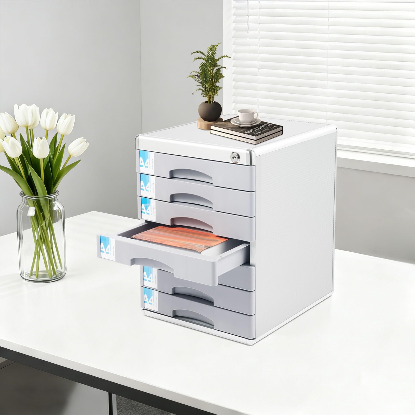 Organizer per cassetti, con 7 cassetti, per ufficio, 30 x 36 x 40,5 cm