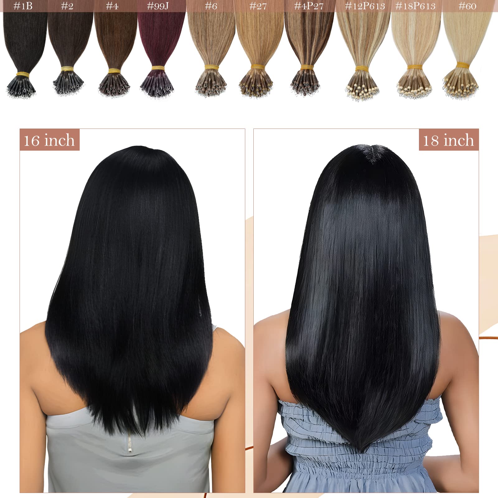 18 Inch Nano Tip Human Hair Extensions 100% Remy 50g Volume Amazon.com : SEGO Nano Ring Bead Hair Extension 100% Remy  main image 4